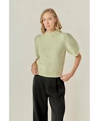 English Factory Women's Scallop Embellishment Knit