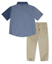 Levi's Boys 2T-7 Color-Blocked Shirt and Jogger Pants, 2-Piece Set