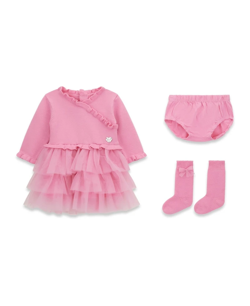 Guess Baby Girls Dress, Diaper Cover and Socks, 3-Piece Set