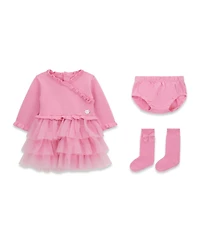 Guess Baby Girls Dress, Diaper Cover and Socks, 3-Piece Set