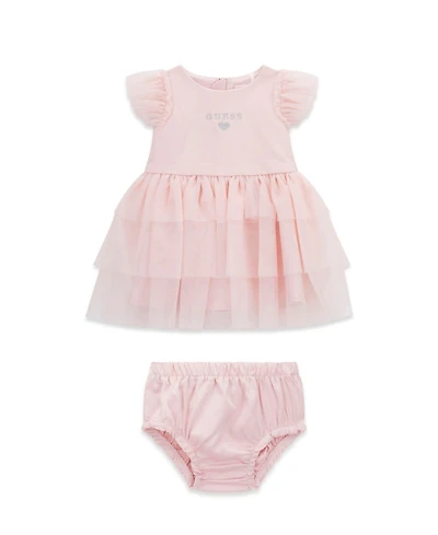 Guess Baby Girls Short-Sleeve Ponte Dress with Matching Diaper Cover