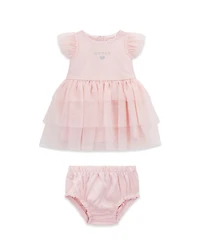 Guess Baby Girls Short-Sleeve Ponte Dress with Matching Diaper Cover