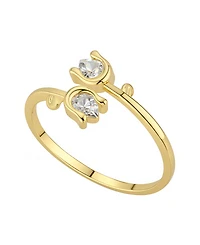 Unwritten Cubic Zirconia Gold Plated Flower Bypass Ring