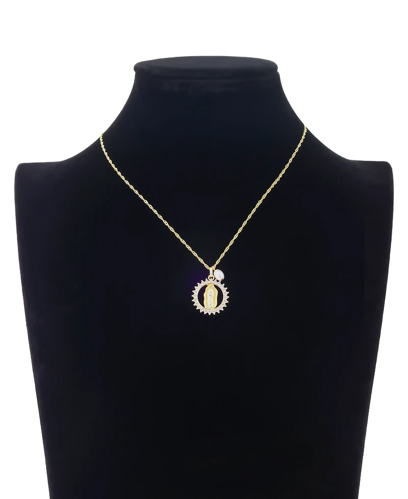 Unwritten Cubic Zirconia Gold Plated Saint Pendant Necklace