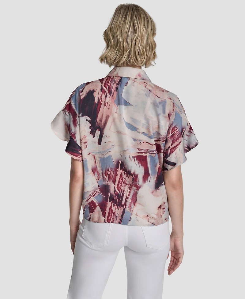 Dkny Women's Short-Sleeve Button-Front Shirt