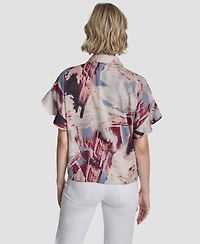 Dkny Women's Short-Sleeve Button-Front Shirt