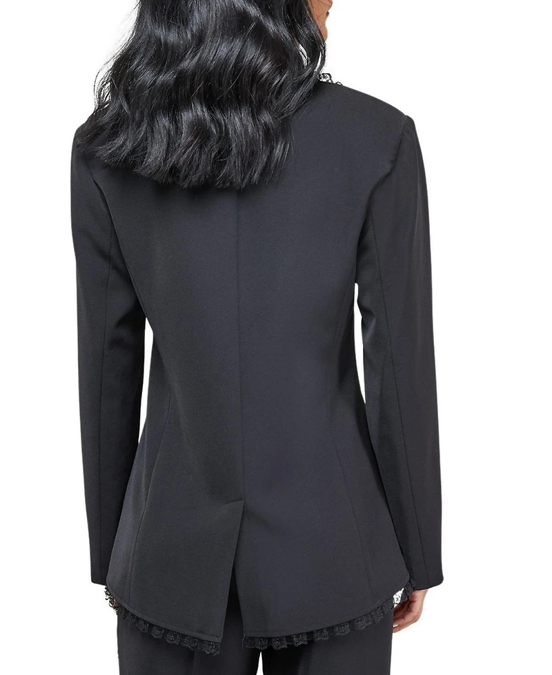 Warehouse Women's Oversized Lace Frill Trim Blazer