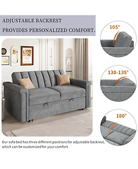 Maison Boucle Pull-Out Sleeper Loveseat Sofa with Adjustable Backrest, Small Space Convertible Couch Bed for Guest Room or Apartment