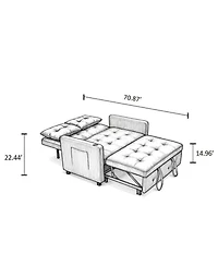 Linen Sleeper Sofa Bed, 2-Seater Pull Out Sofa with Cup Holder, Usb Charging, Multi-Position Back for Apartment or Guest Room-Maison Boucle