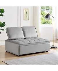 Maison Boucle Modern Velvet Pull-Out Loveseat Sleeper, Tufted Convertible Sofa Bed with Removable Back Cushions for Small Apartments