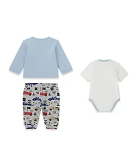 Guess Baby Boys Short-Sleeve Bodysuit, Reversible Jacket and Pants, 3-Piece Set