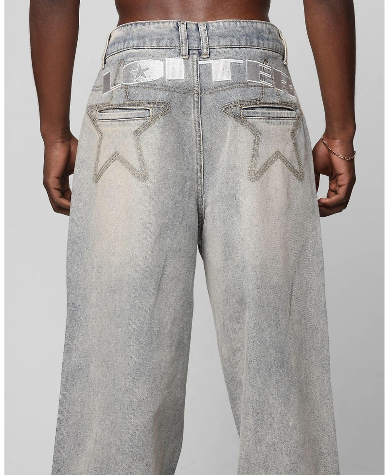 Loiter Men's Star Layered Distressed Jeans