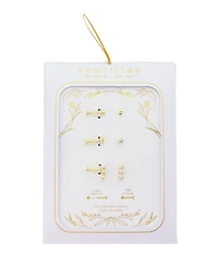 Unwritten Trio Cubic Zirconia and Mother of Pearl Flat Back Earrings Set