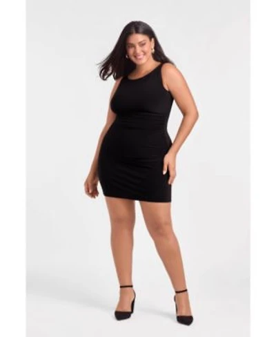 S3 Apparel Womens S3 Sculpting Shapewear Shirred Boat Neck Solid Mini Dress