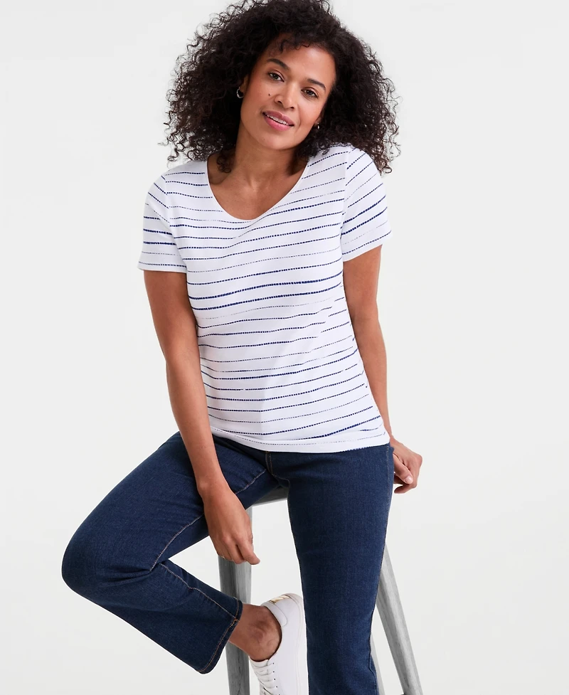 Style & Co Women's Printed Short-Sleeve Scoop-Neck Top, Macy's Exclusive