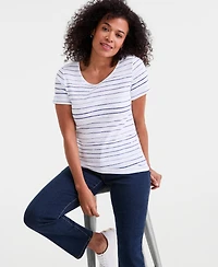 Style & Co Women's Printed Short-Sleeve Scoop-Neck Top, Macy's Exclusive