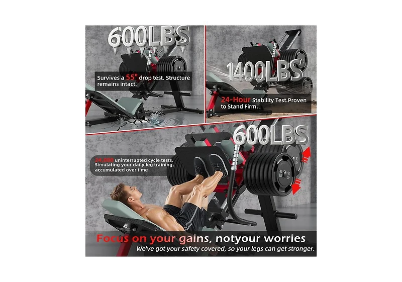 Aecojoy Hack Squat Leg Press Machine, 2 in 1 Adjustable Leg Exercise Workout Machine