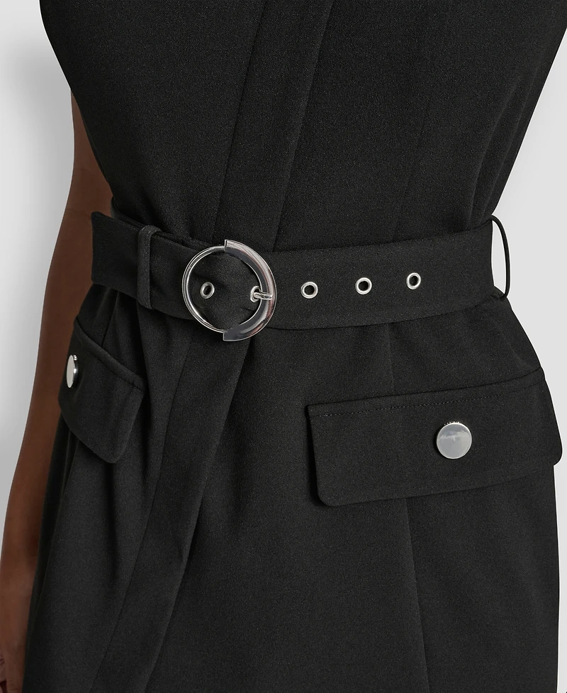 Dkny Women's Sleeveless Scuba Crepe Mesh Sheath Dress