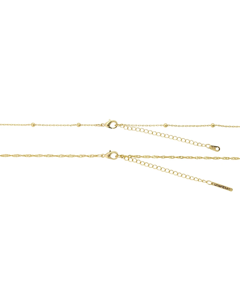 Unwritten Shoot For The Stars Elephant W/Cubic Zirconia Round Twist Chain And Beaded Chain Necklace 2 Pcs Set