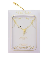 Unwritten Cubic Zirconia Cross Round Cubic Zirconia Necklace with Extender