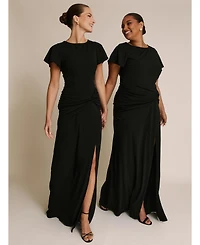 Six Stories Women's Knot Panel Flutter Sleeve Stretch Dresses