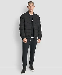 Dkny Men's Hooded Quilted Bomber Puffer Jacket