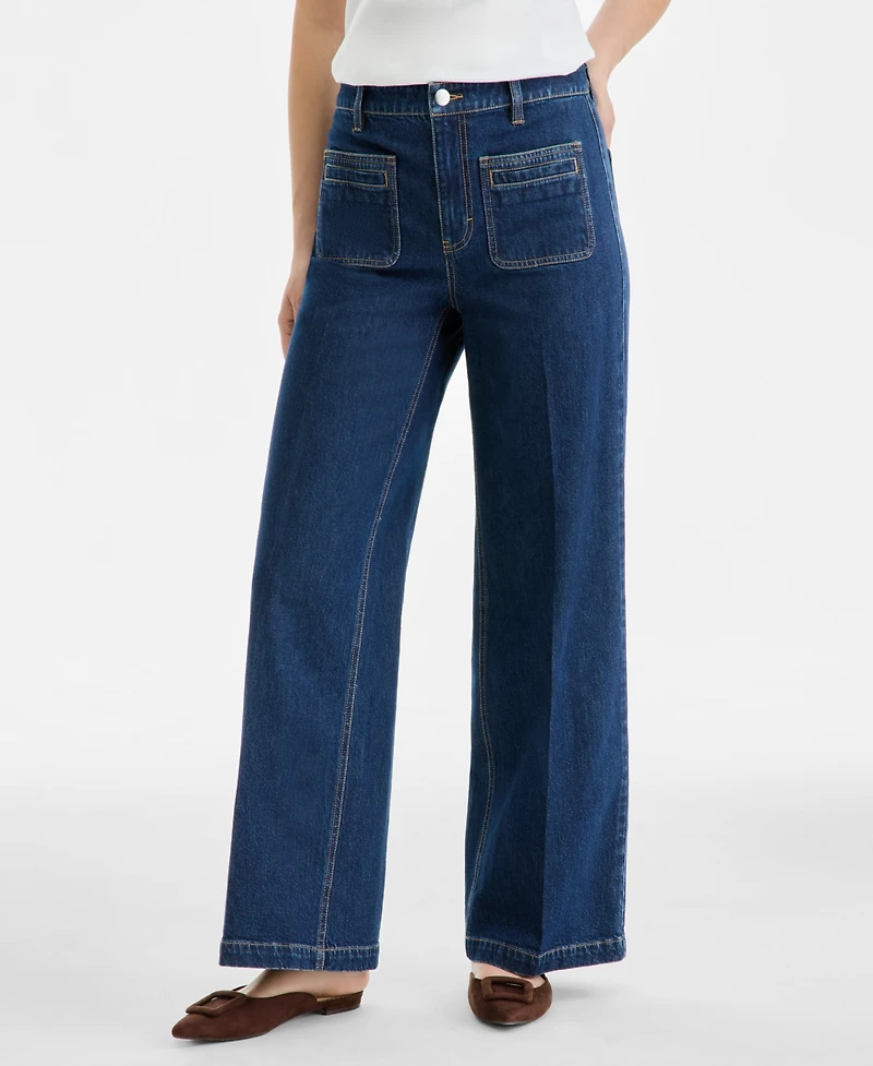 On 34th Women's Patch-Pocket High Rise Wide-Leg Jeans, Macy's Exclusive