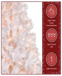 National Tree 7' Winchester White Pine Hinged Tree with Silver Glitter and 450 Clear Lights