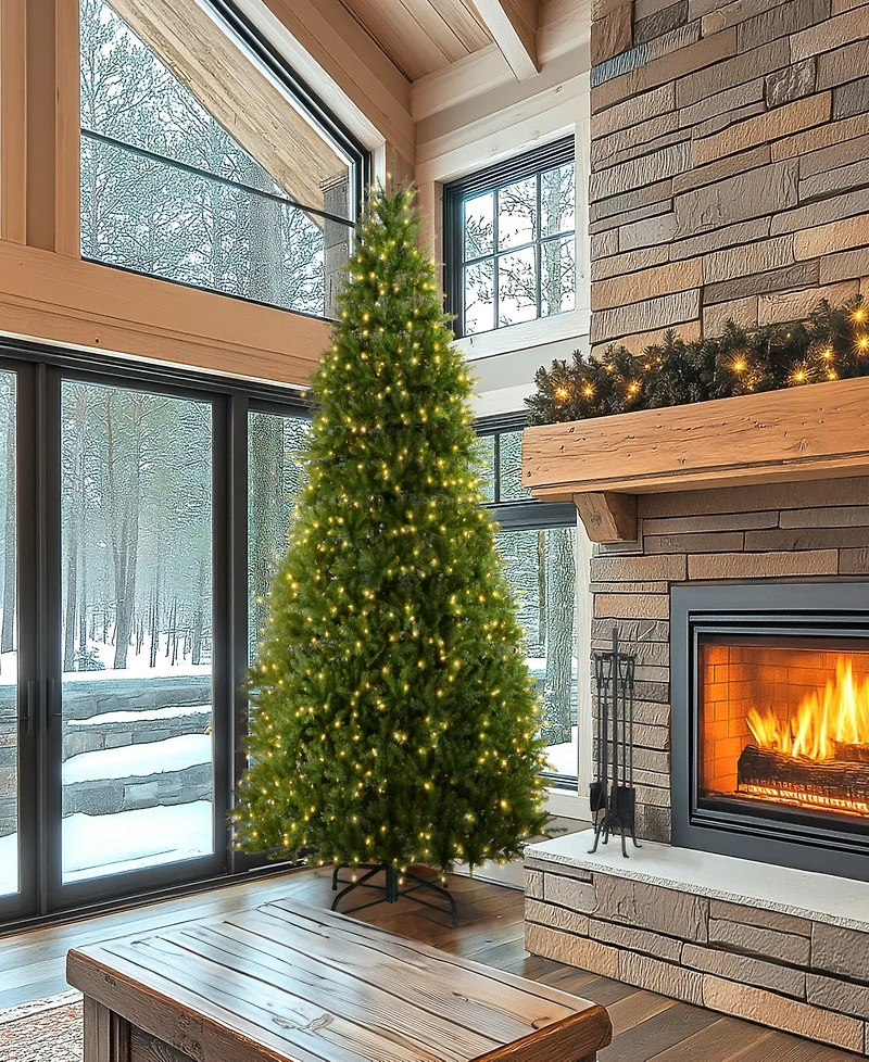 National Tree 10' Dunhill Fir Hinged Tree with 1200 Low Voltage Dual Led Lights with 9 Function Footswitch