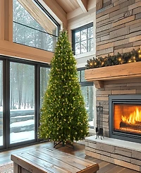 National Tree 10' Dunhill Fir Hinged Tree with 1200 Low Voltage Dual Led Lights with 9 Function Footswitch