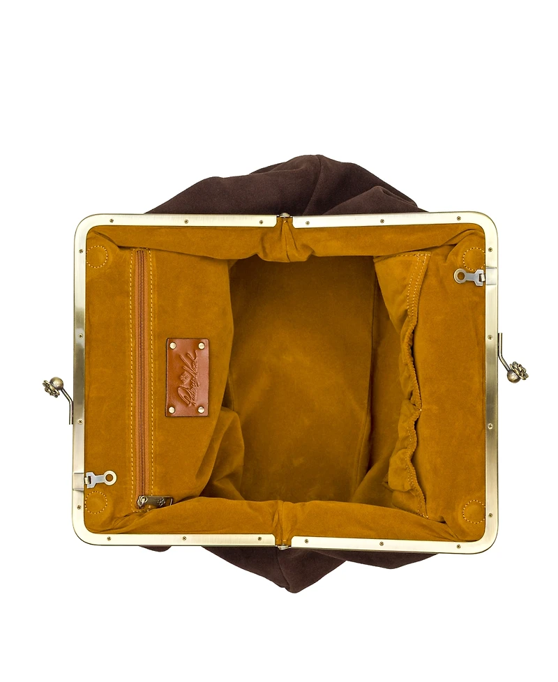 Patricia Nash Vivienne Suede Kisslock Frame Leather Crossbody Bag