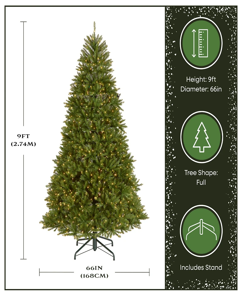National Tree Company 9' Dunhill Fir Full-Bodied & Hinged Tree With 900 Clear Lights