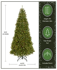 National Tree Company 9' Dunhill Fir Full-Bodied & Hinged Tree With 900 Clear Lights