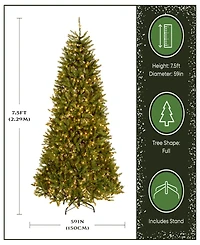 National Tree Company 7.5' Dunhill Fir Hinged Tree with 750 Clear Lights
