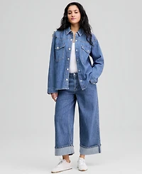 And Now This Women's Oversized Denim Shirt, Macy's Exclusive