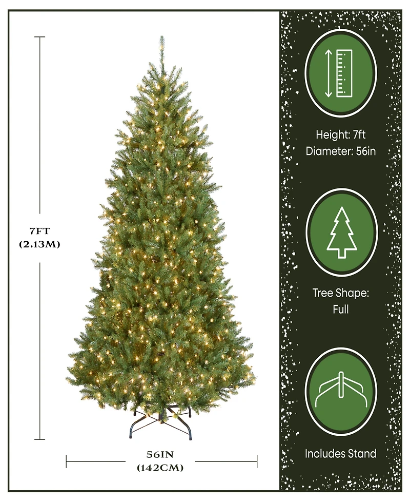 National Tree Company 7' Dunhill Fir Hinged Tree with 700 Clear Lights + PowerConnect