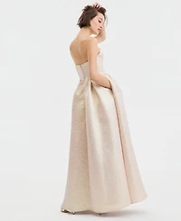 Violet Weekend Juniors' Sweetheart-Neck Metallic Gown