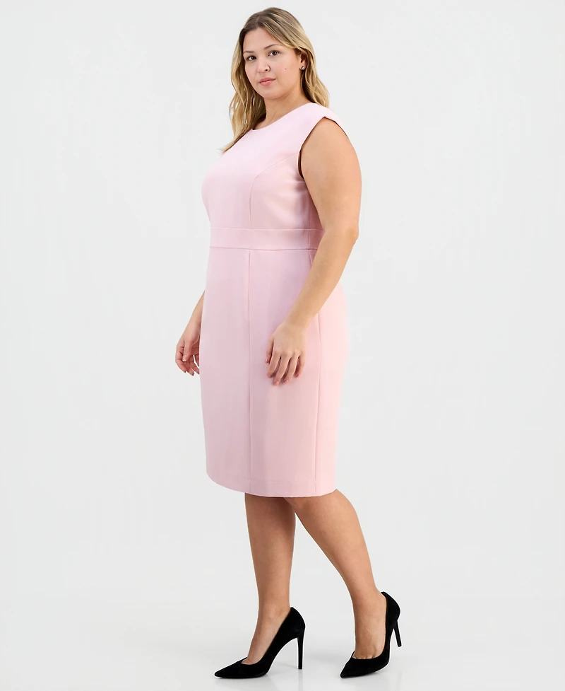Kasper Plus Round-Neck Stretch-Crepe Sheath Dress