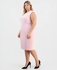 Kasper Plus Round-Neck Stretch-Crepe Sheath Dress