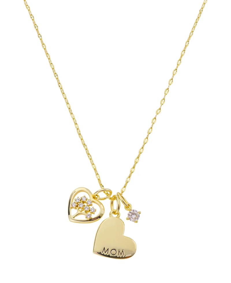Unwritten Cubic Zirconia Tree Open Heart, "Mom" Heart Pendant Necklace