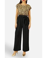 Yumi Women's Sequin Top Stretch Jumpsuit