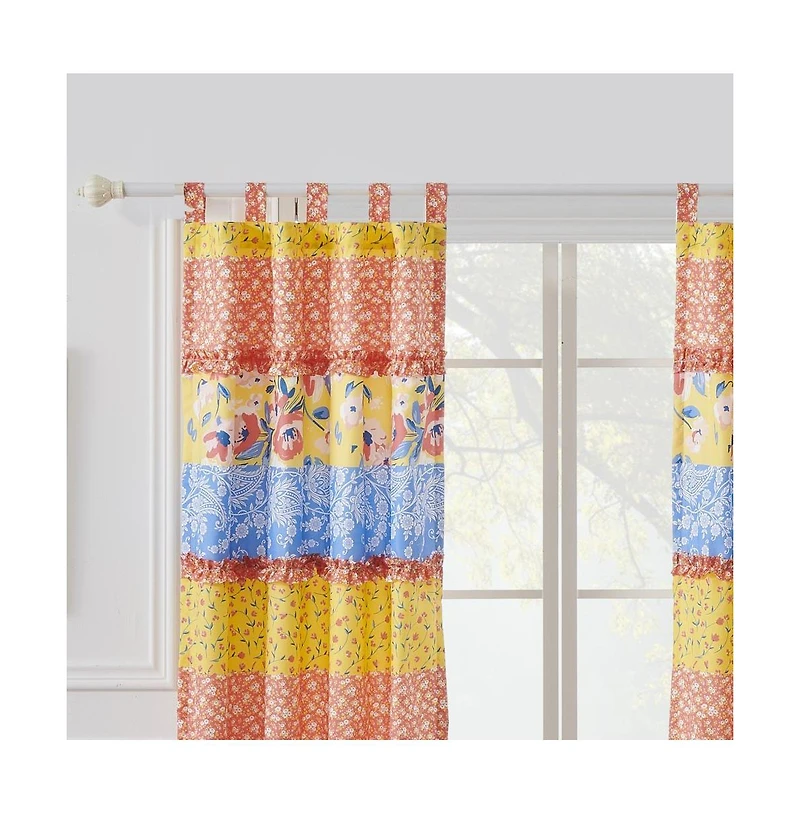 Greenland Home Skylar Ruffle-Embellished Curtain Panel Pair - Set of 2 - 42x84" and 3x24", Calico