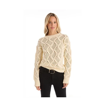 The Noli Shop Womens Sonja Wave Sequin Sweater - Pearl