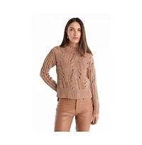 The Noli Shop Women's Elea Crystal Knit Sweater - Sangria