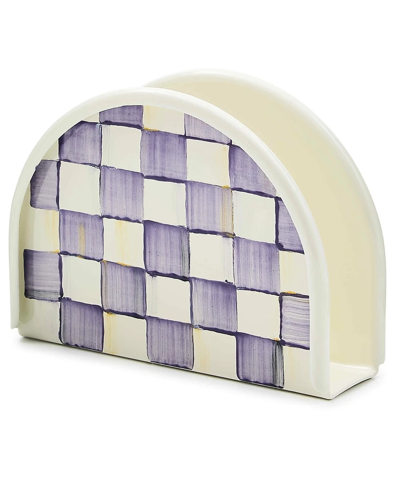 MacKenzie-Childs Violet Check Handmade Napkin Holder