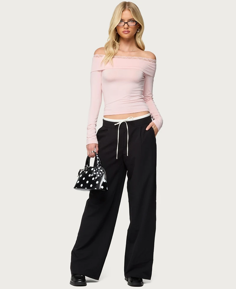 Edikted Women's Janus Lacey Fold Over Top