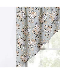 Ellis Curtain Ellis Bella Rose Stylish Medium Scale Printed Floral Pattern 1.5" Rod Pocket Tailored Swag 56"x36" Mist