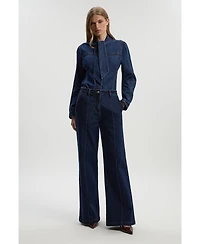 Karen Millen Women's Denim Pussybow Blouse