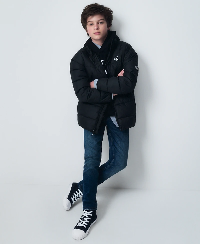 Calvin Klein Boys 8-18 Logo Patch Detail Puffer Jacket