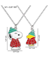 Peanuts Snoopy & Woodstock Necklace Set, 2-Piece, Silver-Tone